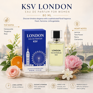 KSV LONDON women's eau de parfum 80 ml, blue box with glass spray bottle