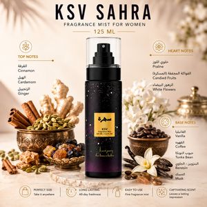 Fragrance mist bottle, 125 mL, black cap and clear pump spray, KSV SAHRA