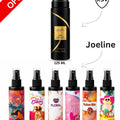 125 ml black pump spray bottle with gold label and decorative swirl