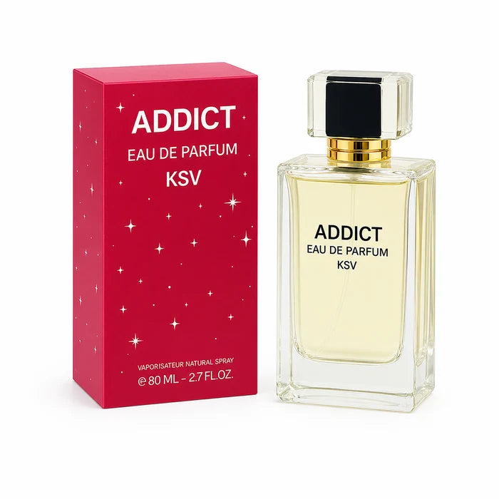 KSV ADDICT women’s Eau de Parfum 80 ml spray bottle with red gift box