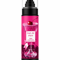 Fragrance mist bottle with black spray pump, pink liquid, 125 ml glass cylinder