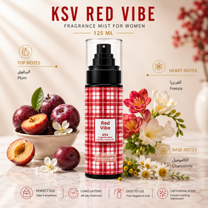 Ksv Red Vibe fragrance mist bottle, 125 mL, red plaid spray canister