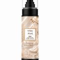 Fragrance mist bottle, black spray pump, gold floral front label with White Musk, 125 mL