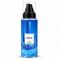 Men's fragrance mist bottle, blue glass with black spray cap