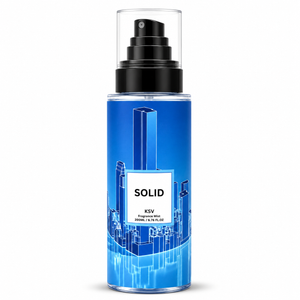 Men's fragrance mist bottle, blue glass with black spray cap