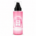 Pink glow fragrance mist bottle with black pump, 200 mL glass bottle