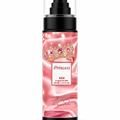 Princess KSV fragrance mist bottle, pink spray with black pump and glittery label
