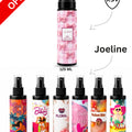6-piece scented mist bottle set, assorted colors with printed fragrance labels