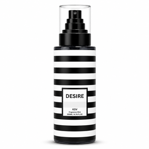Unisex fragrance mist bottle, black and white striped 200 ml spray with pump