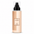 Unisex fragrance mist bottle with black pump, beige label, 200 mL