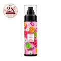 Pink fragrance mist bottle with black pump and floral citrus graphic, 125 mL