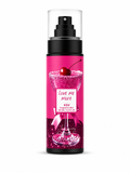 Pink fragrance mist bottle with black spray pump, 125 mL