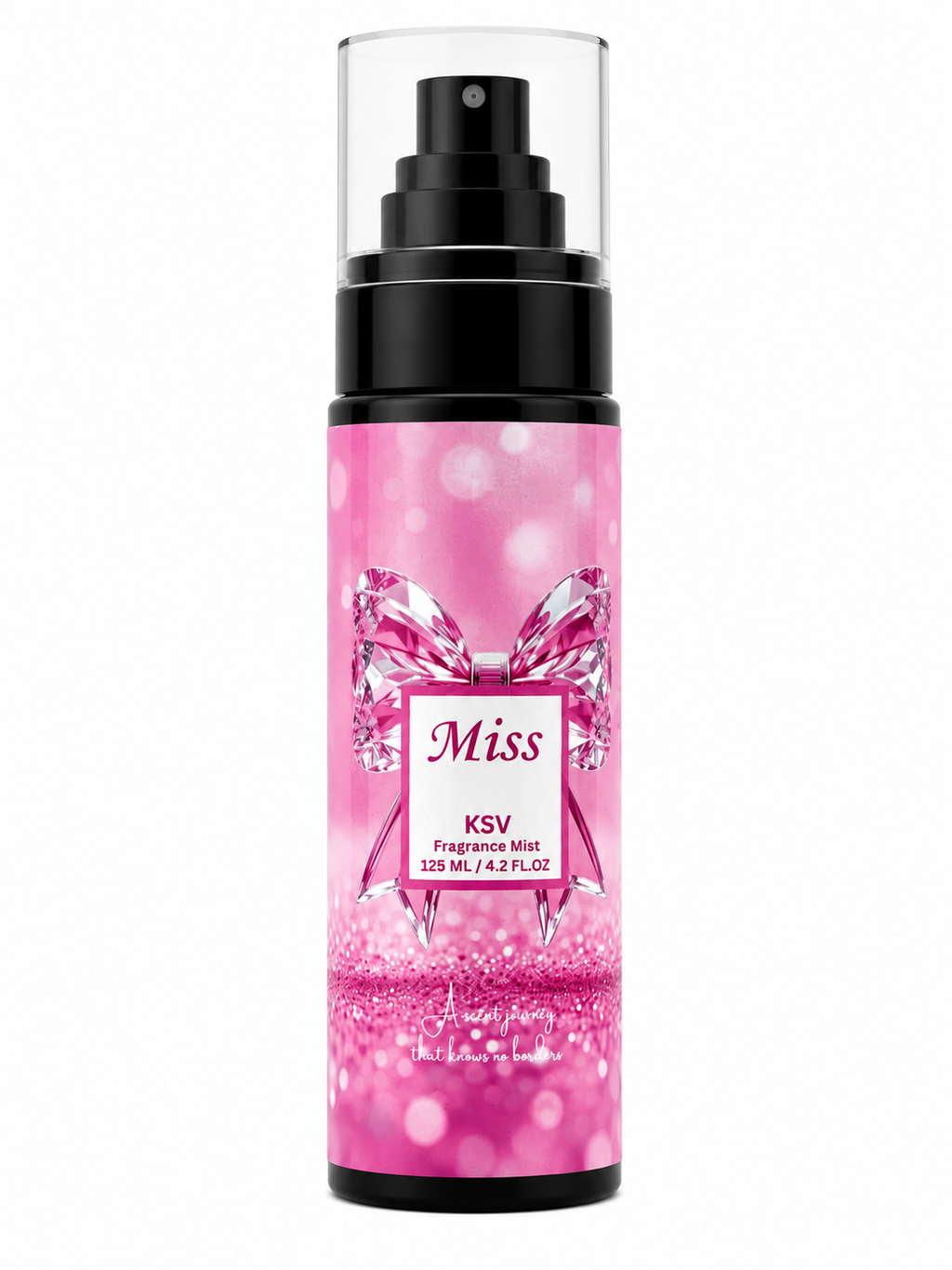 Ksv Miss fragrance mist bottle, pink with black pump, 125 mL